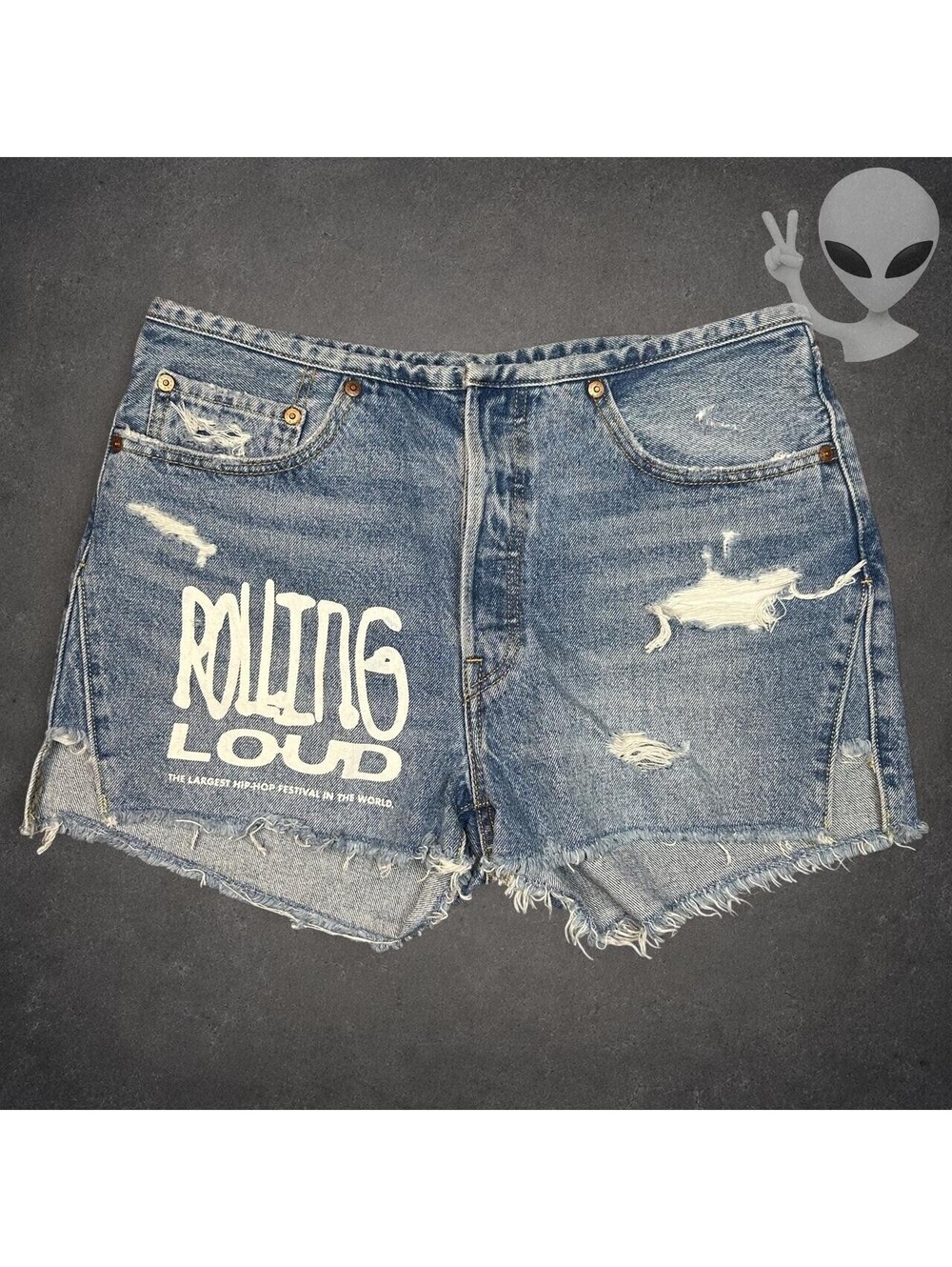 Levi's 501 Rolling Loud Festival Premium Cut Off Denim Shorts Womens US 30